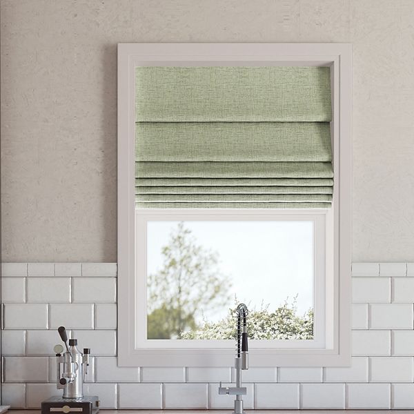 Sun Zero Somerton Textured 100% Blackout Cordless Roman Shade 64" Length - Sage (35X64)