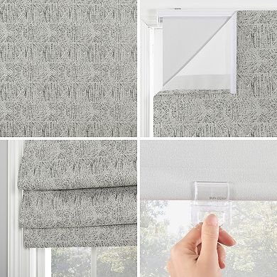 Sun Zero Talmage Tonal Geometric 100% Blackout Cordless Roman Shade 64" Length
