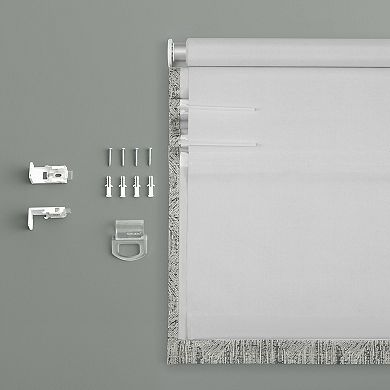 Sun Zero Talmage Tonal Geometric 100% Blackout Cordless Roman Shade 64" Length