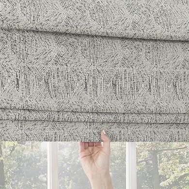 Sun Zero Talmage Tonal Geometric 100% Blackout Cordless Roman Shade 64" Length