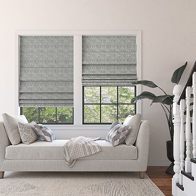Sun Zero Talmage Tonal Geometric 100% Blackout Cordless Roman Shade 64" Length