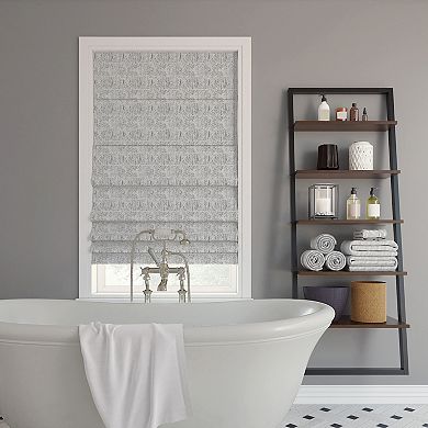 Sun Zero Talmage Tonal Geometric 100% Blackout Cordless Roman Shade 64" Length