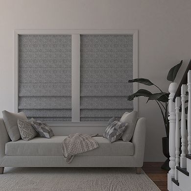 Sun Zero Talmage Tonal Geometric 100% Blackout Cordless Roman Shade 64" Length