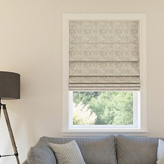Sun Zero Talmage Tonal Geometric 100% Blackout Cordless Roman Shade 64" Length