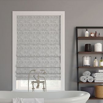 Sun Zero Talmage Tonal Geometric 100% Blackout Cordless Roman Shade 64" Length
