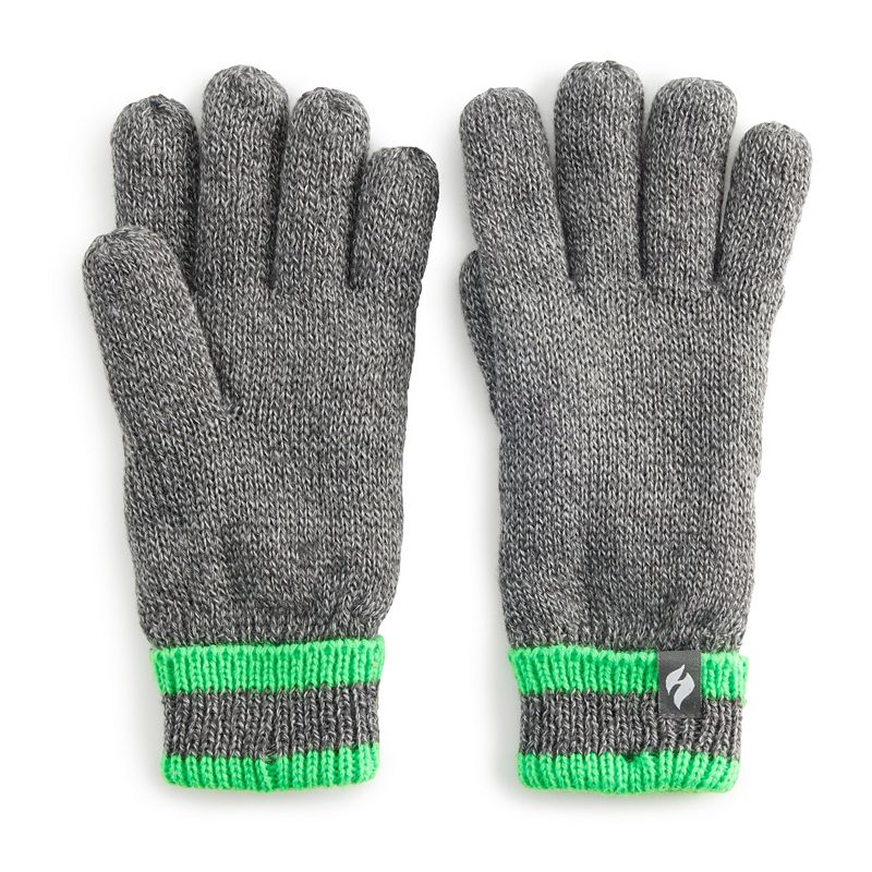 Boys 8-16 Heat Holders Flat Knit Gloves, Size: Small/Medium, Grey