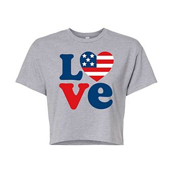 Juniors' Americana Love Cropped Tee