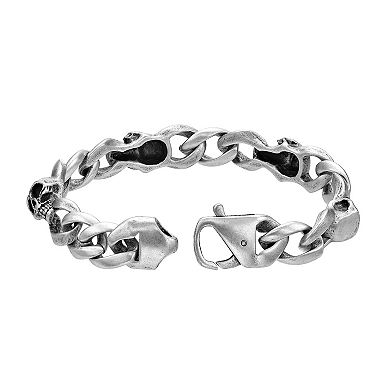 Men's LYNX Stainless Steel Antiqued Skull Bracelet