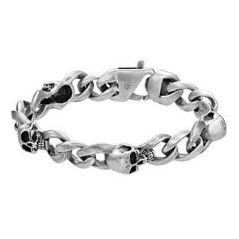 Men's LYNX Stainless Steel Antiqued Skull Bracelet