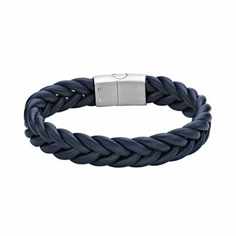 LYNX Men's Stainless Steel & Braided Leather Bracelet