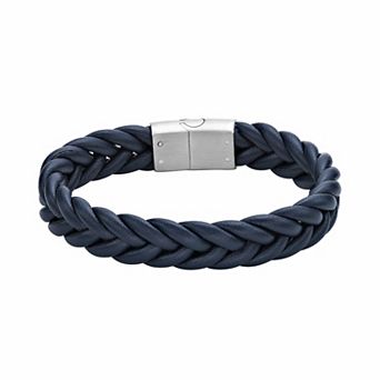 LYNX Men's Stainless Steel & Braided Leather Bracelet