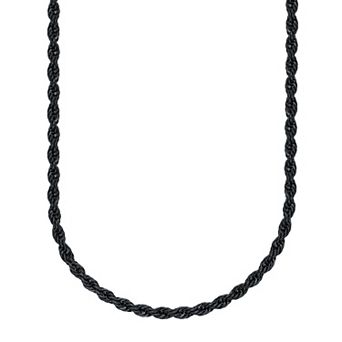 LYNX Men's Black Ion Plated Stainless Steel 6 mm Rope Chain Necklace