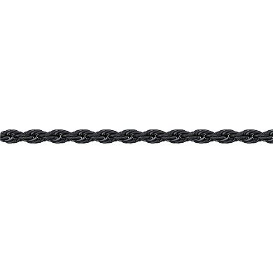 LYNX Men's Black Ion Plated Stainless Steel 6 mm Rope Chain Necklace