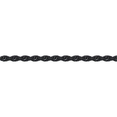 LYNX Men's Black Ion Plated Stainless Steel 6 mm Rope Chain Necklace