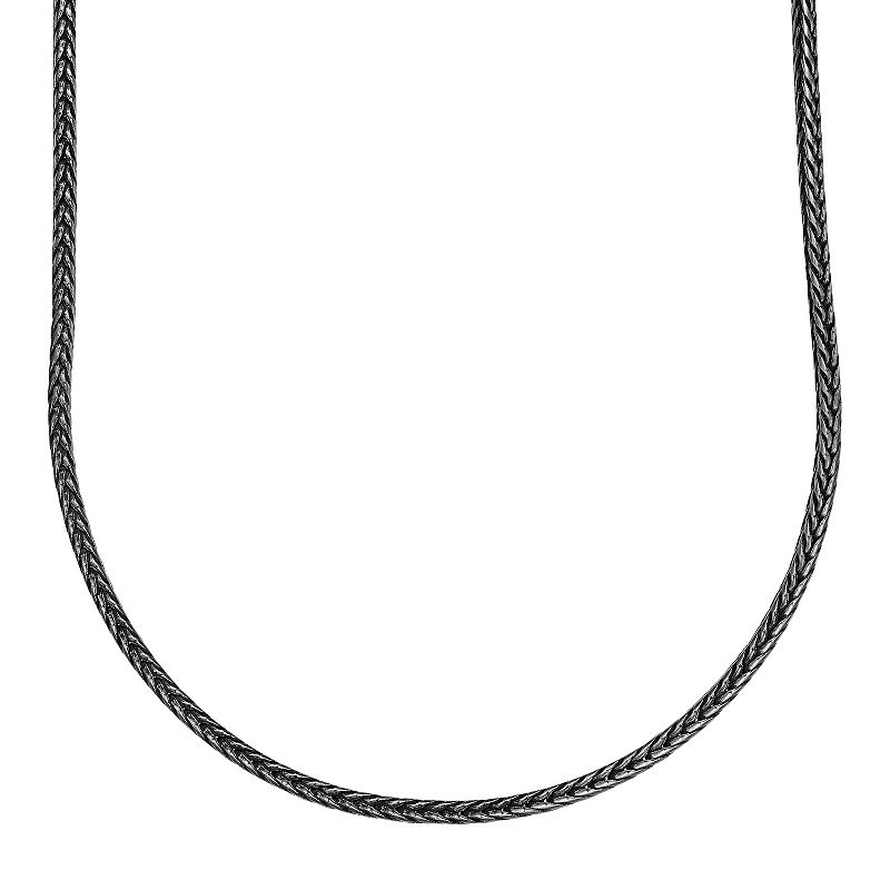 LYNX Mens Antiqued Stainless Steel 3.5 mm Snake Chain Necklace, Size: 24