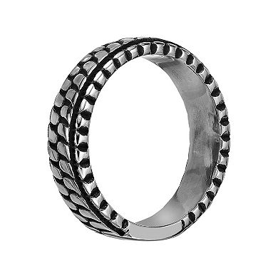LYNX Men's Black Ion Plated Stainless Steel Tire Ring