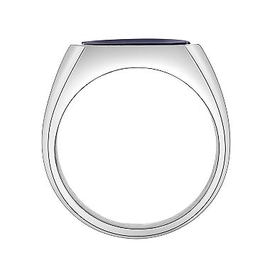 LYNX Men's Stainless Steel Sodalite & Black Cubic Zirconia Ring
