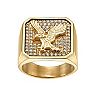 Men's Gold Plated Stainless Steel Square Ring - Cubic Zirconia Eternity Ring (Sizes 8-13)-347649