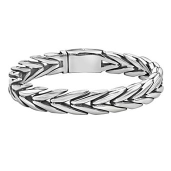 LYNX Men's Stainless Steel 9 mm Chevron Link Bracelet