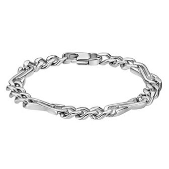 LYNX Men's Stainless Steel 9 mm Curb Chain Bracelet