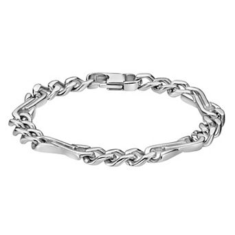 LYNX Men's Stainless Steel 9 mm Curb Chain Bracelet