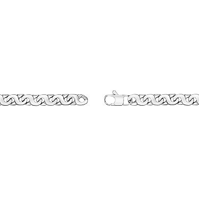 LYNX Men's Stainless Steel 9 mm Flat Curb Link Chain Bracelet