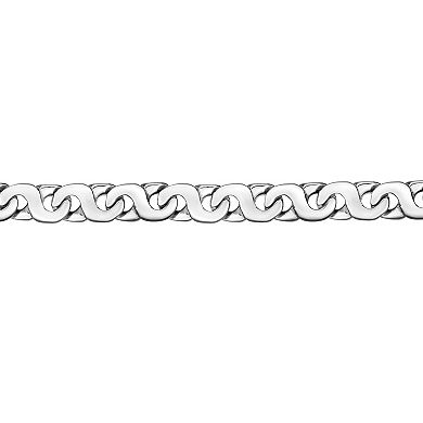 LYNX Men's Stainless Steel 9 mm Flat Curb Link Chain Bracelet