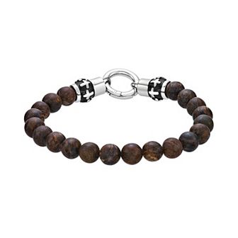 LYNX Men's Stainless Steel & Bronzite Stretch Bracelet