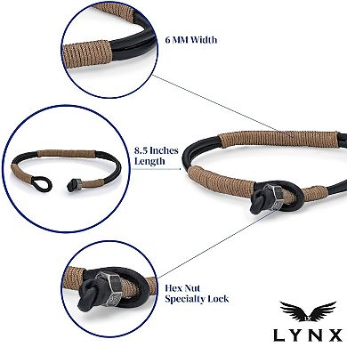 LYNX Men's Tan Cord & Black Leather Bracelet