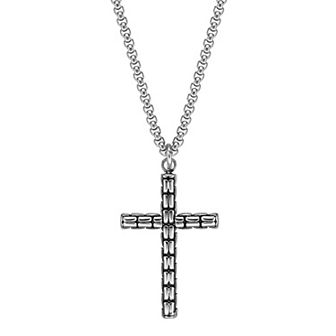 LYNX Men's Stainless Steel Cross Pendant Necklace