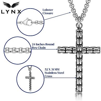 LYNX Men's Stainless Steel Cross Pendant Necklace