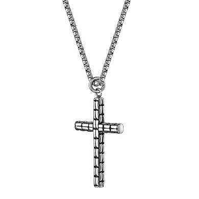 LYNX Men's Stainless Steel Cross Pendant Necklace