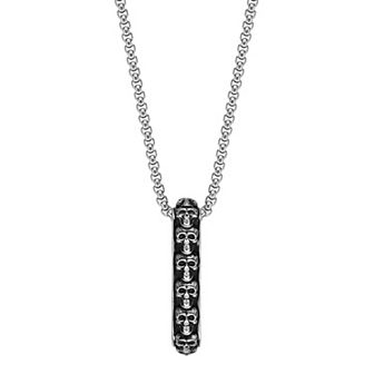LYNX Men's Stainless Steel Skull Pendant Necklace
