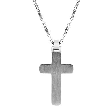 LYNX Men's Stainless Steel & Wood Cross Pendant