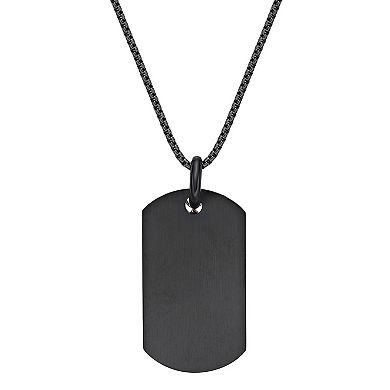 LYNX Men's Two Tone Stainless Steel Cross Dog Tag Necklace