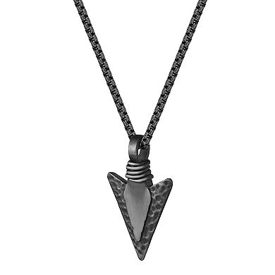 LYNX Men's Antiqued Stainless Steel Arrowhead Pendant Necklace