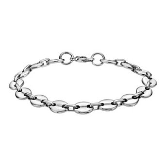 LYNX Men's Stainless Steel Coin Link Chain Bracelet