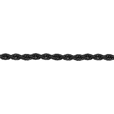 LYNX Men's Black Ion Plated Stainless Steel 6 mm Rope Chain Bracelet