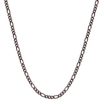 LYNX Men's Brown Ion Plated Stainless Steel 6 mm Figaro Chain Necklace