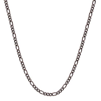 LYNX Men s Brown Ion Plated Stainless Steel 6 mm Figaro Chain Necklace