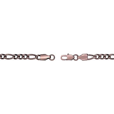 LYNX Men's Brown Ion Plated Stainless Steel 6 mm Figaro Chain Necklace