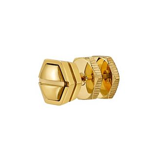 LYNX Men's Gold Tone Stainless Steel Screw Head Stud - Single Earring