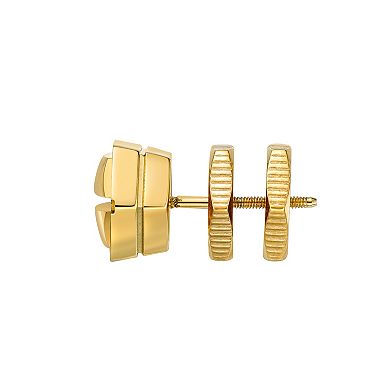 LYNX Men's Gold Tone Stainless Steel Screw Head Stud - Single Earring