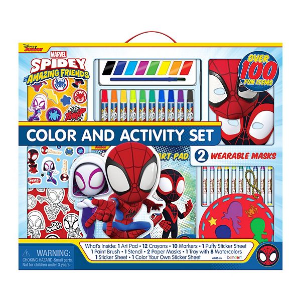Marvel kids' travel activity desk with crayons, markers, sticker sheets,  new