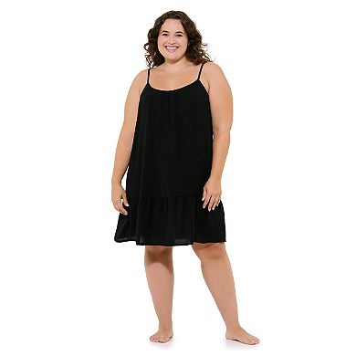 Plus Size Freshwater Tiered Swim Cover-Up Dress