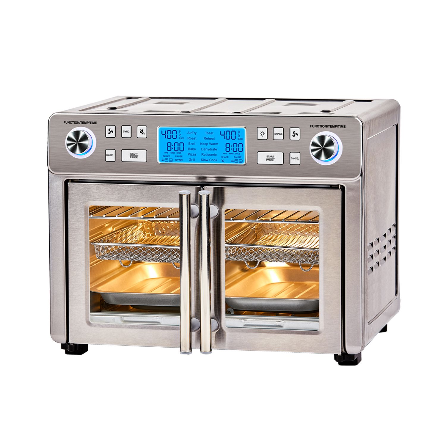 HOMCOM Air Fryer Toaster Oven, 21QT 8-In-1 Convection Oven Countertop,  Broil, Toast, Dehydrator, Thaw and Air Fry, Accessories Included, 1800W,  Stainless Steel Finish