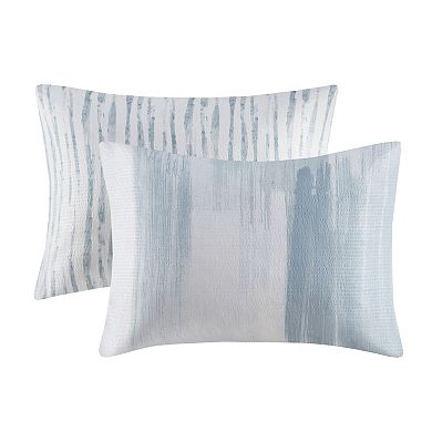 N Natori Brush Stroke Oversized Reversible Seersucker Comforter Set with Coordinating Pillow