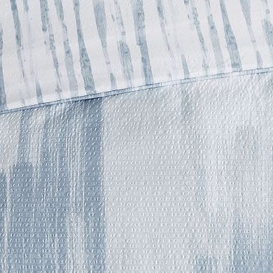N Natori Brush Stroke Oversized Reversible Seersucker Duvet Cover Set with Shams
