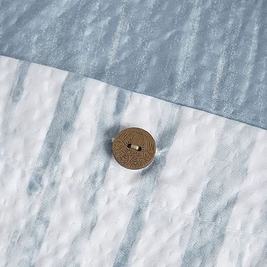 N Natori Brush Stroke Oversized Reversible Seersucker Duvet Cover Set with Shams