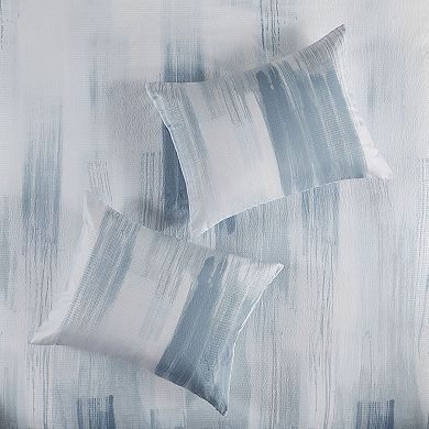 N Natori Brush Stroke Oversized Reversible Seersucker Duvet Cover Set with Shams